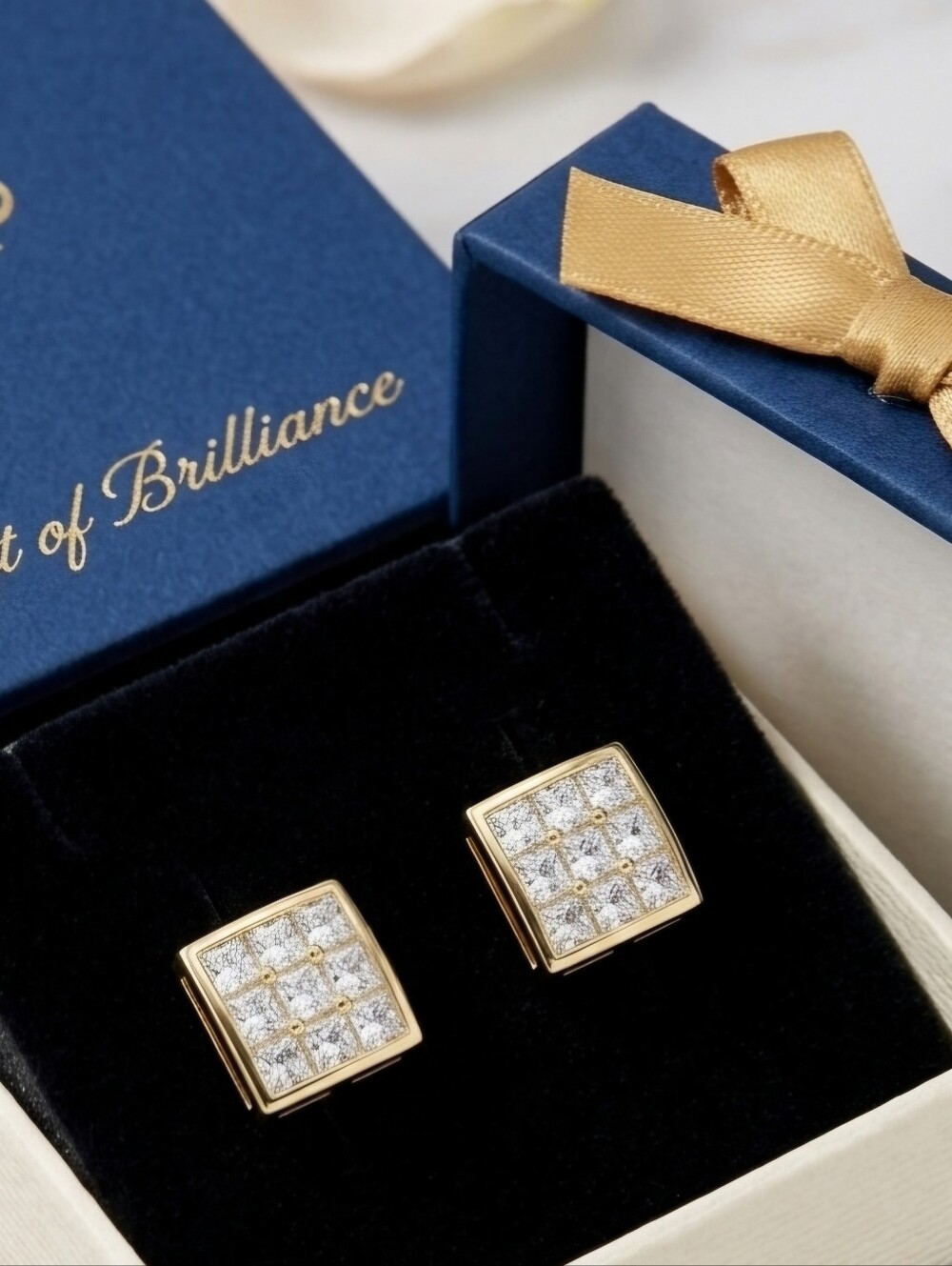 Mens Gold Micropave Earrings